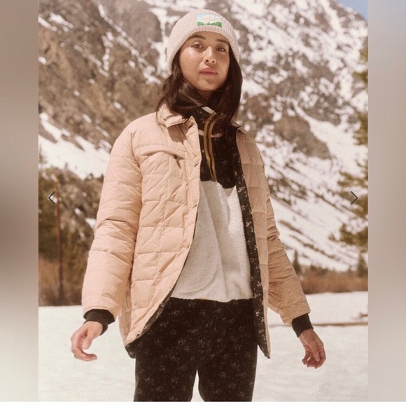 NWT THE GREAT. Reversible Down Trapper Puffer Wilderness Floral & Pink - Picture 4 of 6